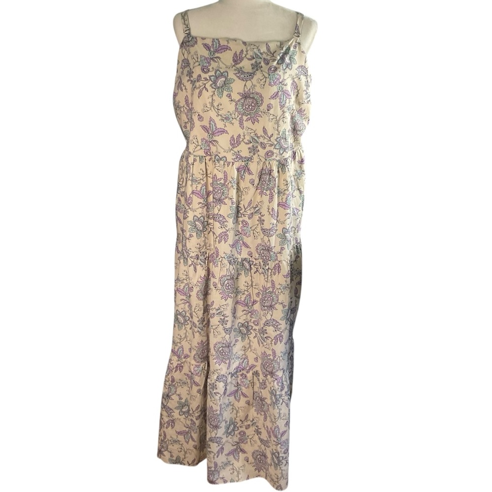 NWT Lane Bryant Purple Blue Floral Tiered Skirt Smocked Back Maxi Dress Size 18
